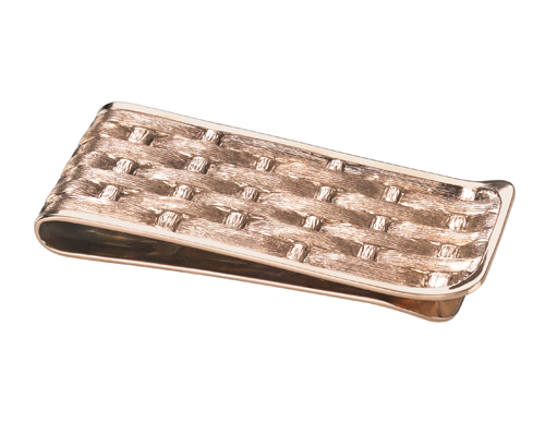 Money Clip with Basketweave Chasing and Repousse Pattern