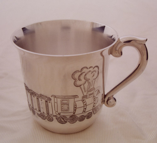 Silver Baby Gifts Baby Cup with Chased Design 2